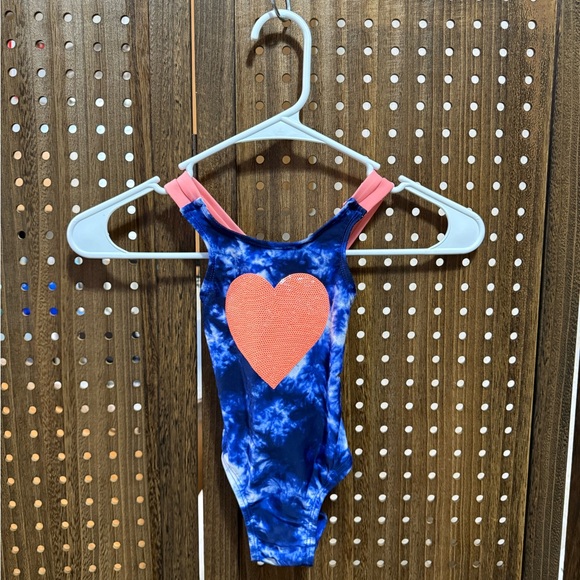Blue Tie-Dye Swimsuit with Heart - Picture 1 of 4